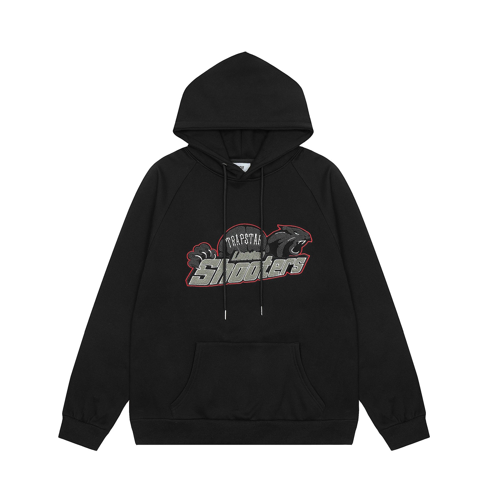 【DX25】红黑色虎头毛巾刺绣男女情侣宽松休闲连帽卫衣帽衫