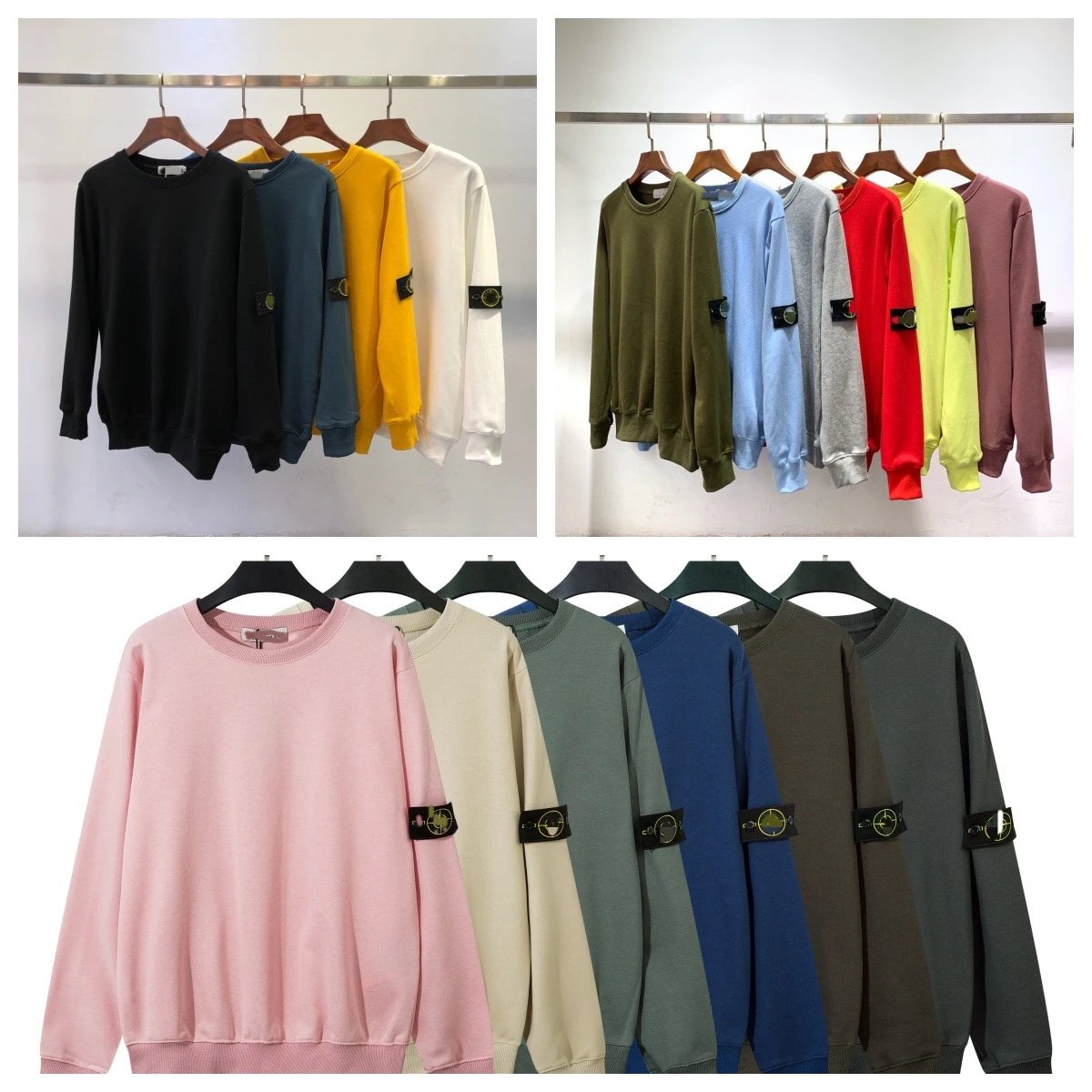 【DX30】纯色圆领徽章长袖卫衣套头卫衣男女款集合