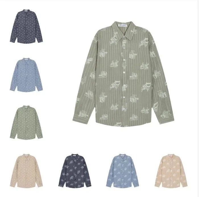 Dior Beige Striped Oblique Print Long-Sleeve Shirt