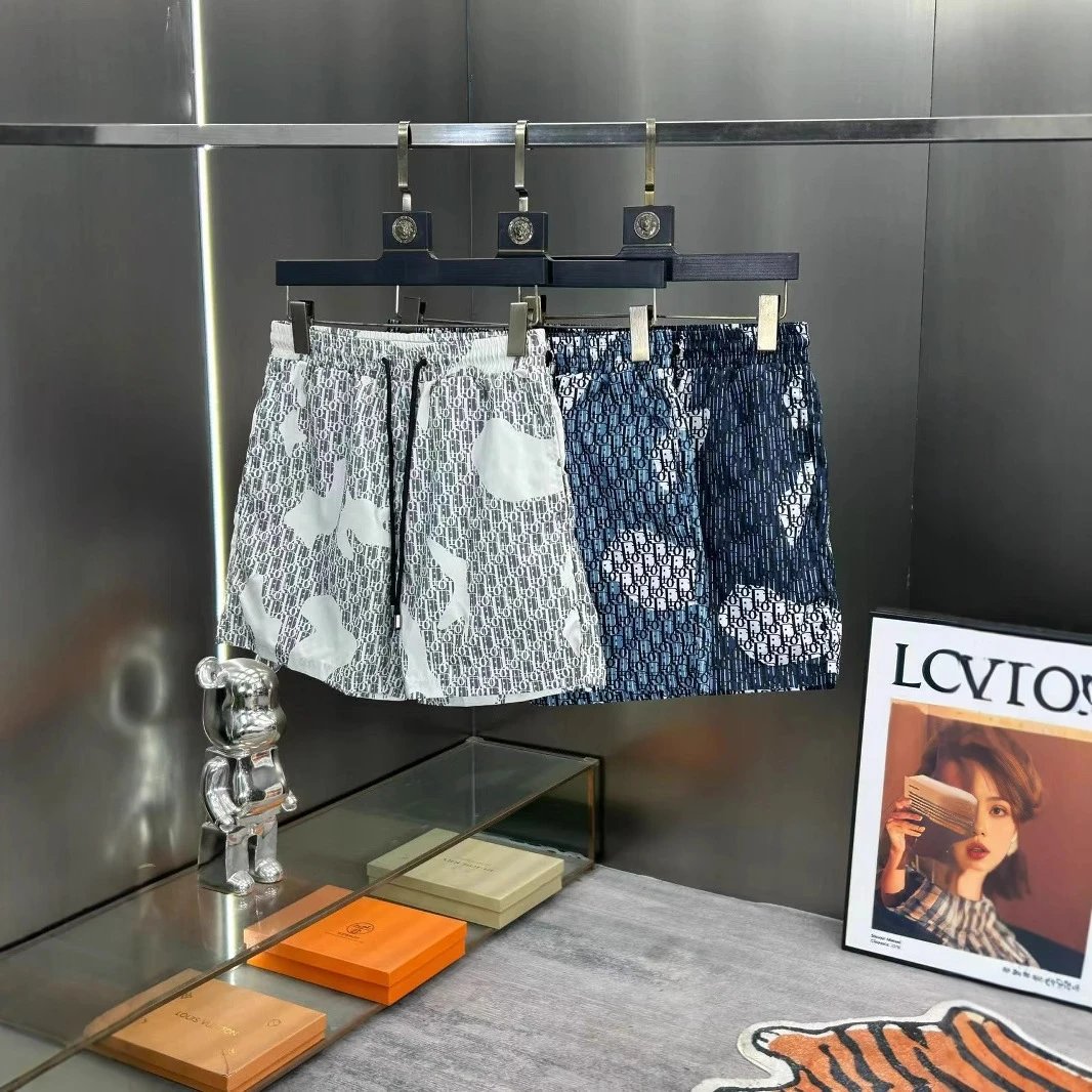 外贸沙滩裤字母梭织速干弹力休闲短裤海边游泳运动裤-CY