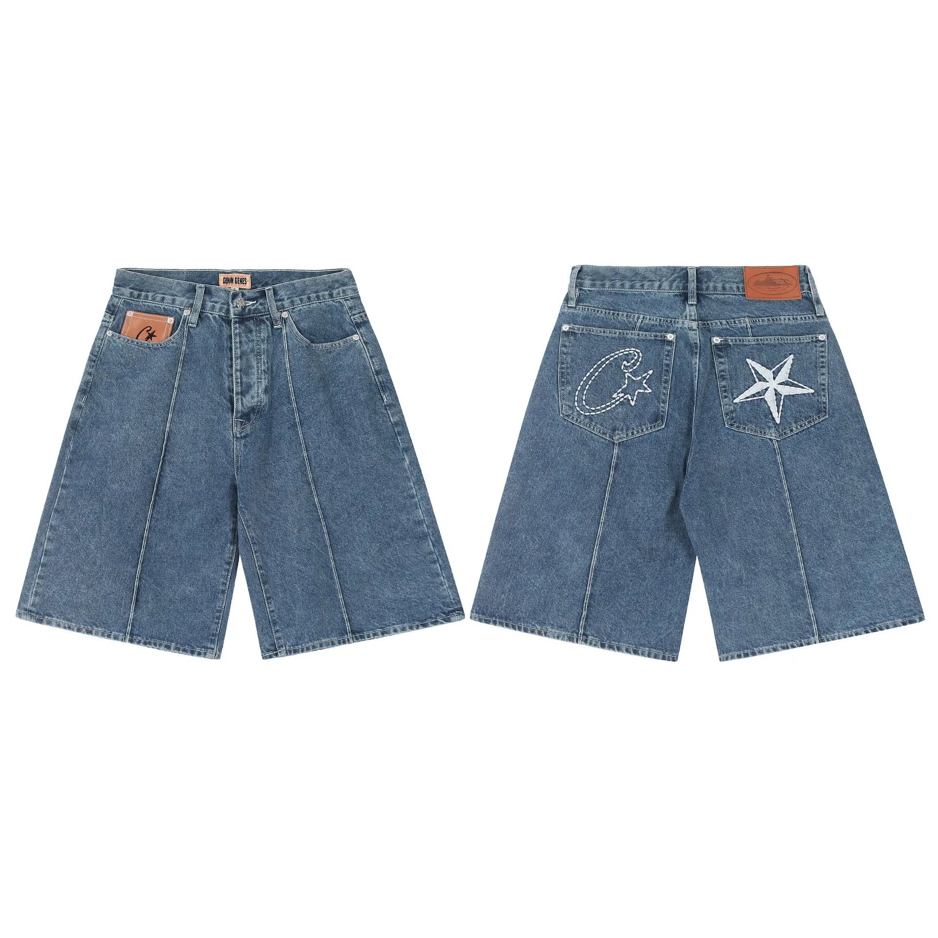 牛仔印花刺绣短裤-CY