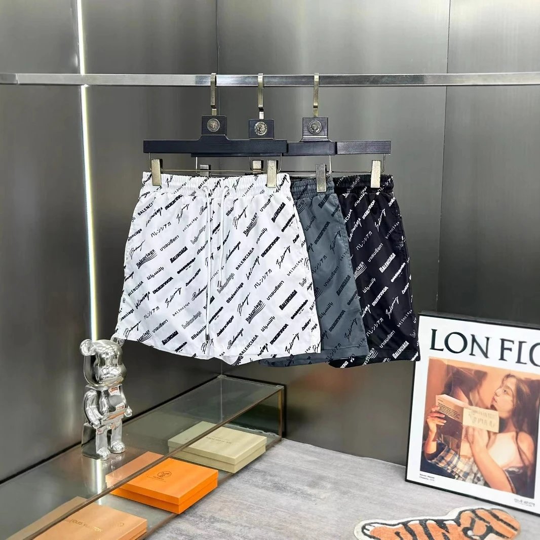 夏天新款外贸男装沙滩裤满身印花字母短裤休闲时尚搭配运动裤-CY