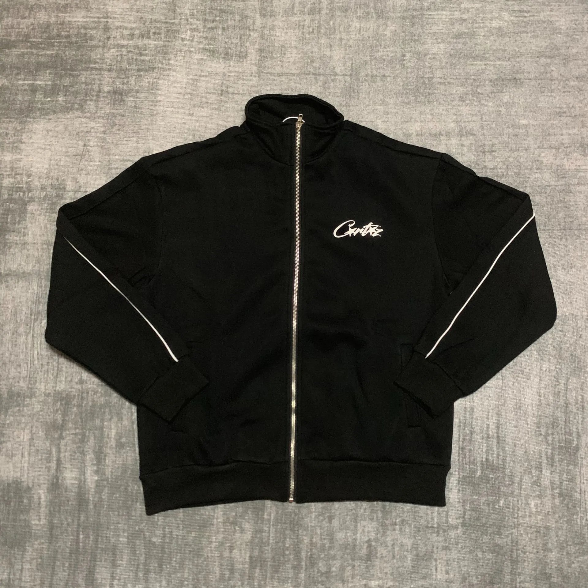 基础印花立领运动休闲加绒拉链外套小众套装-CY