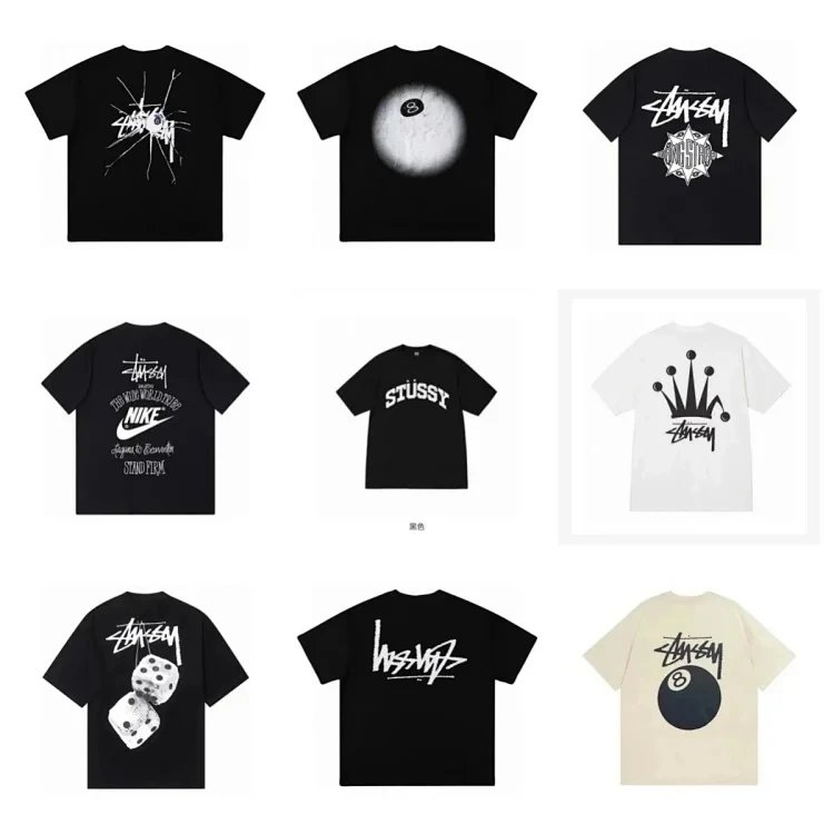 Stussy FW22 反转Logo印花圆领短袖美式复古T恤