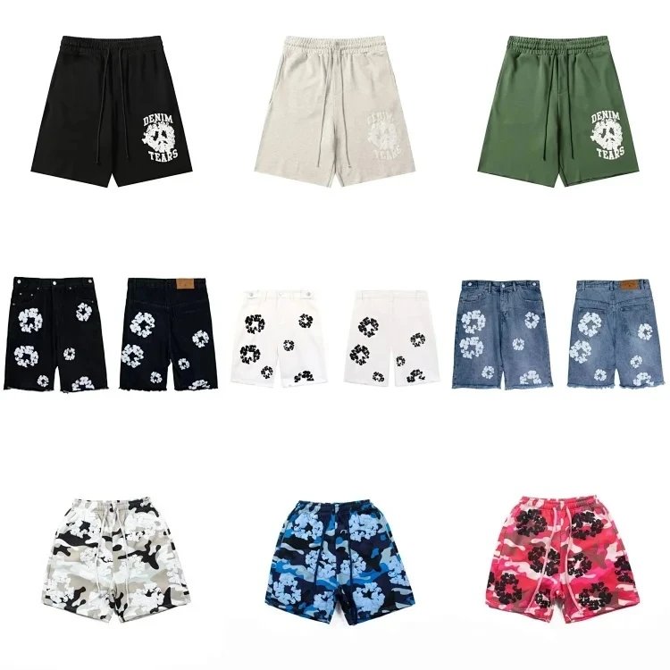 Denim Tears Cotton Wreath系列 满印环形Logo宽松系带休闲运动短裤