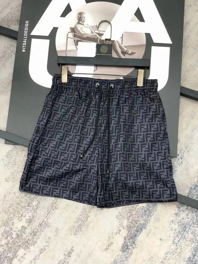 FENDI芬迪 字母Logo印花抽绳直筒休闲短裤