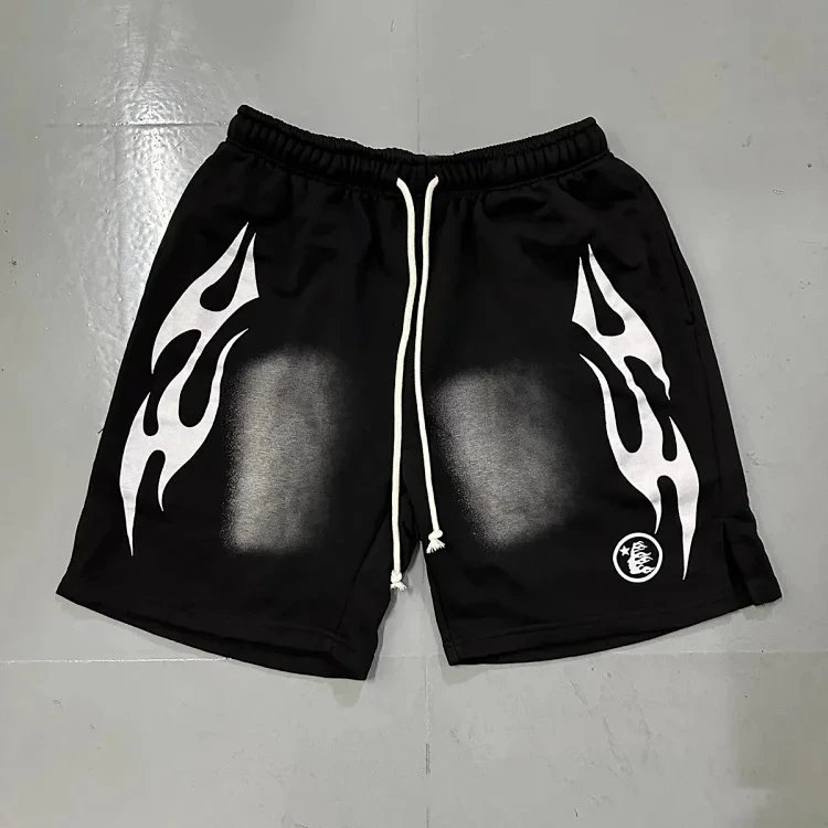 Hellstar 火焰印花系带三分休闲短裤