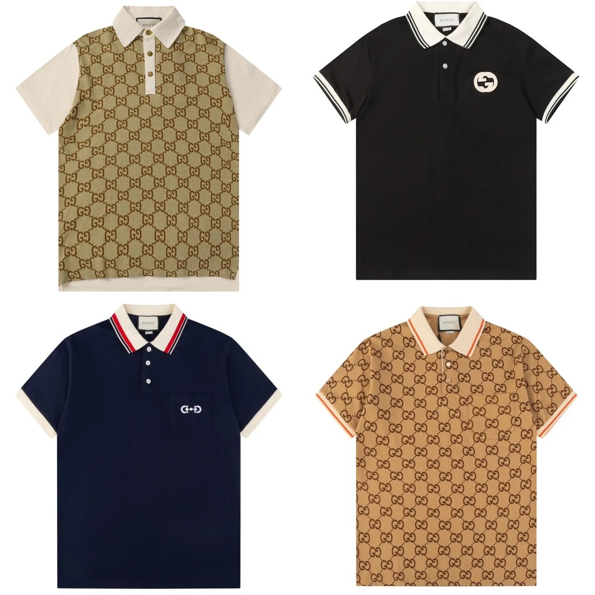 GUCCI古驰T恤 SS23 纯色翻领直筒宽松短袖Polo衫