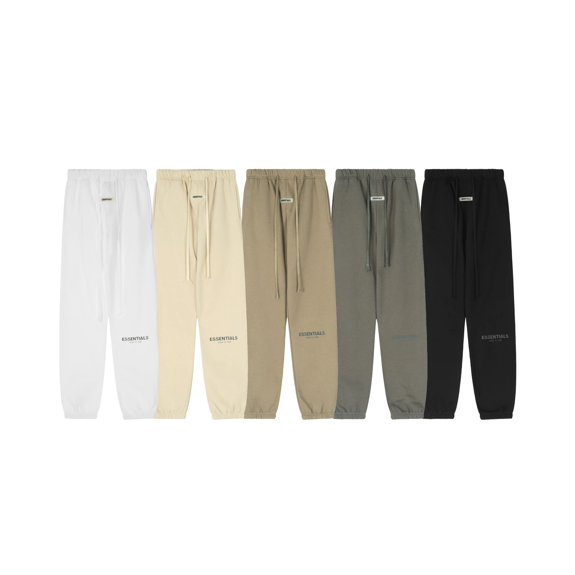Fear of God Essentials FW21 Fleece Lounge Pants Beige/Linen Logo印花宽松系带加绒美式重磅针织运动裤