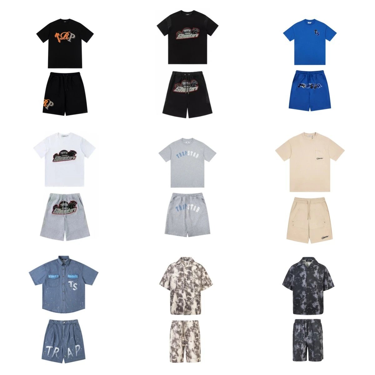 trapstar短袖T恤夏季短裤设计感字母休闲套装