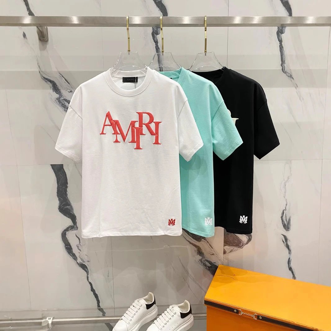 AMIRI logo字母印花圆领短袖T恤
