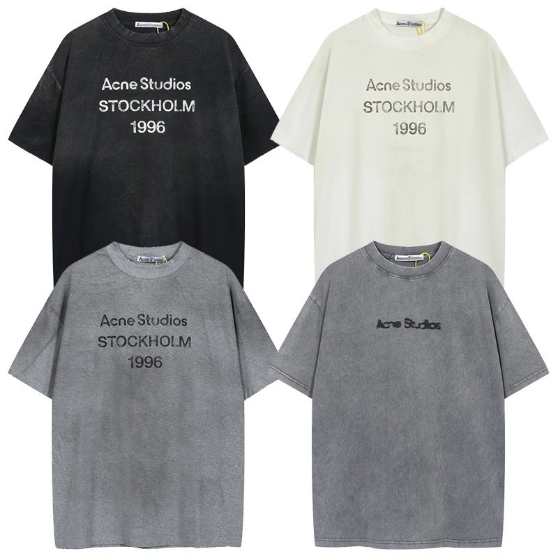 Acne Studios SS24 字母印花落肩圆领1996宽松纯色短袖T恤