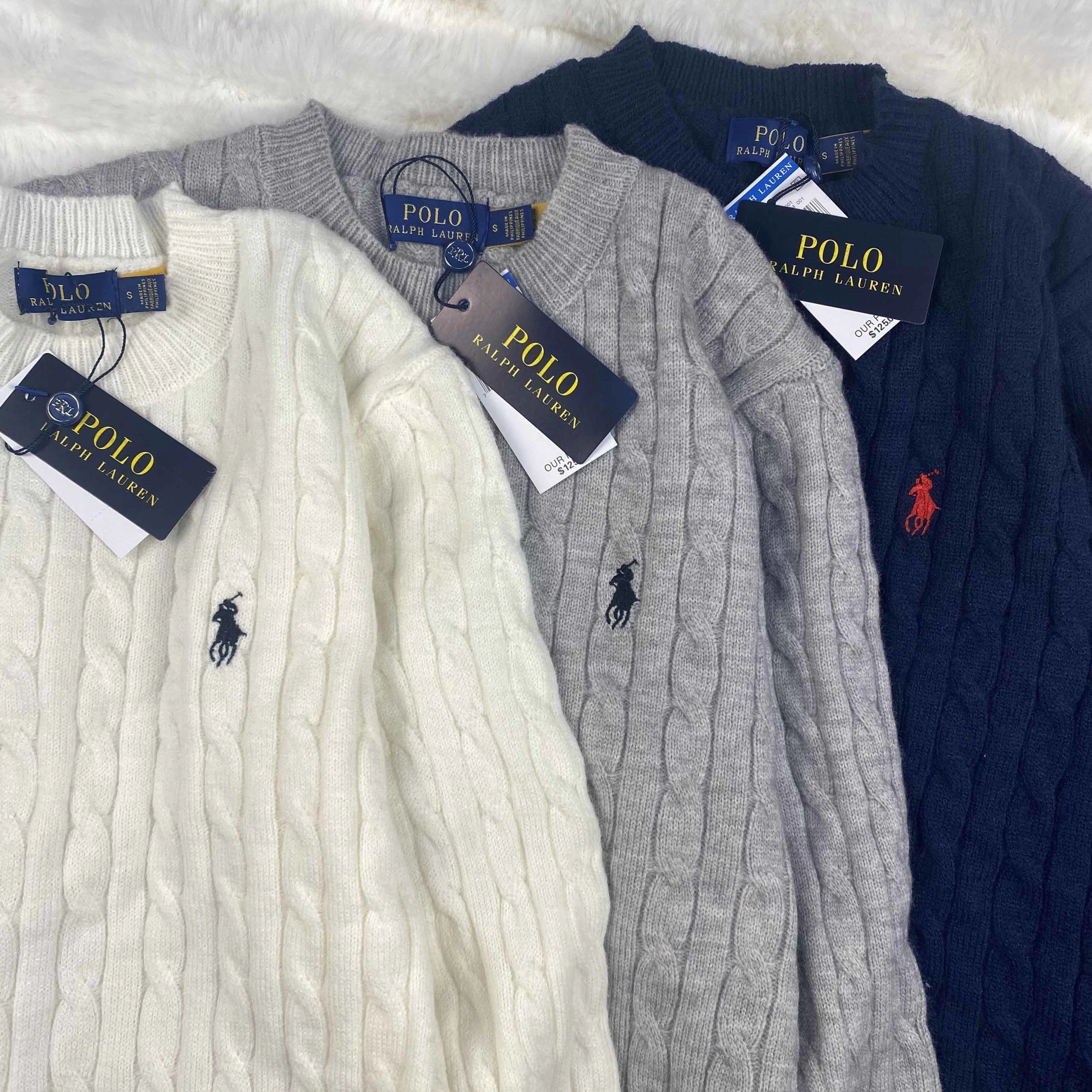 Polo Ralph Lauren 小马Logo刺绣扭花针织羊毛毛衣
