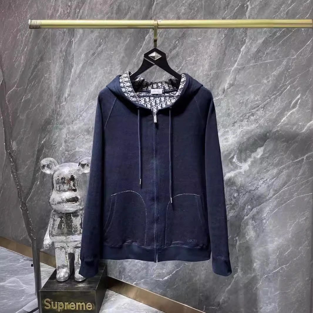 DIOR迪奥 SS21 Essentials系列 棉质混纺针织宽松拉链连帽夹克