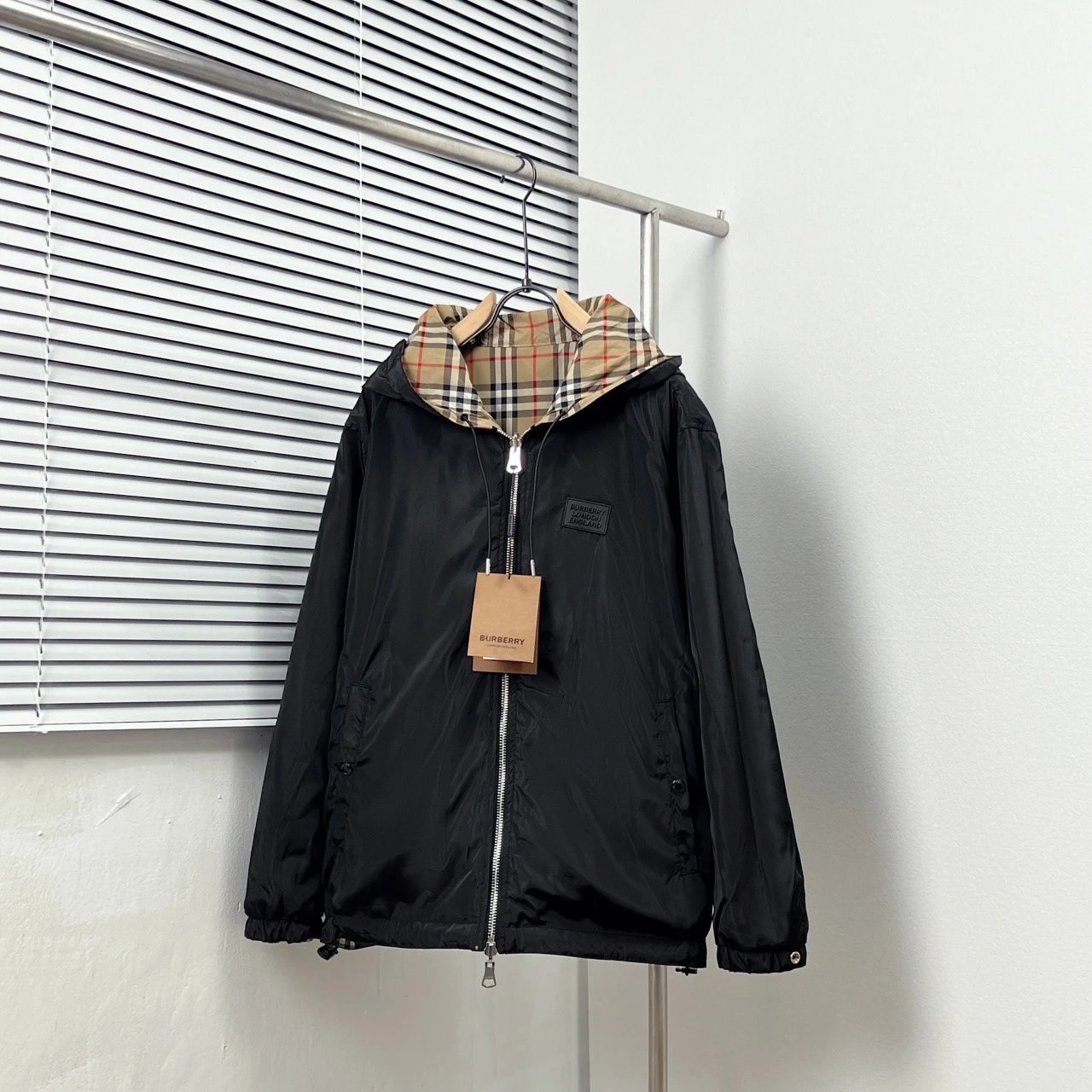 Burberry博柏利 纯色拉链连帽休闲长袖夹克外套