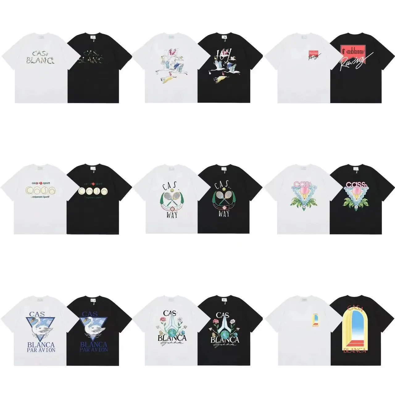 CASABLANCA 花卉细节字母印花圆领短袖T恤