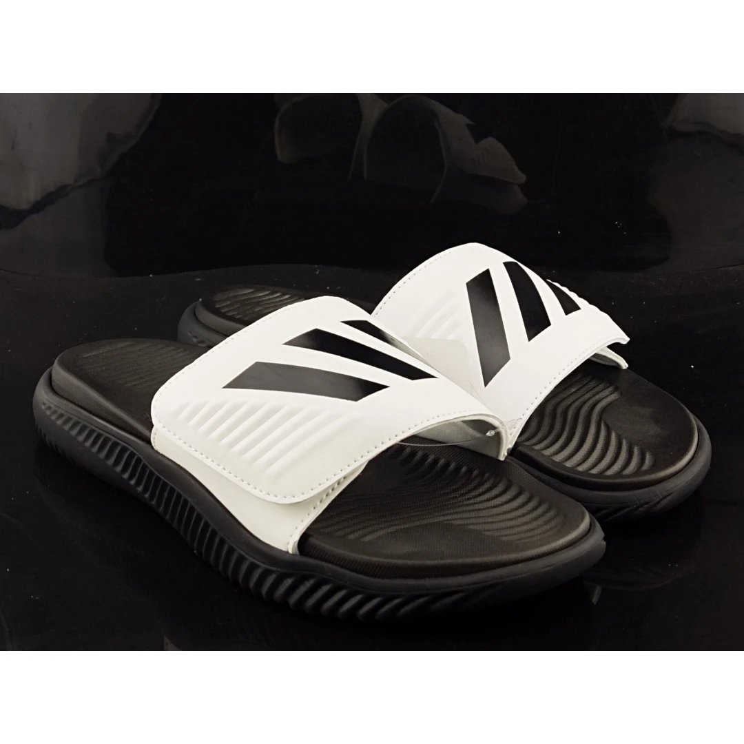 adidas Alphabounce Slide 时尚魔术贴 橡胶底 防滑一字拖鞋