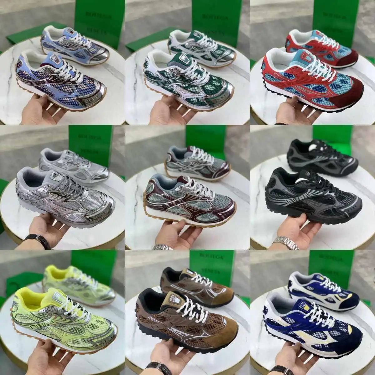 Bottega Veneta葆蝶家 Orbit 网布皮革 厚底系带 低帮