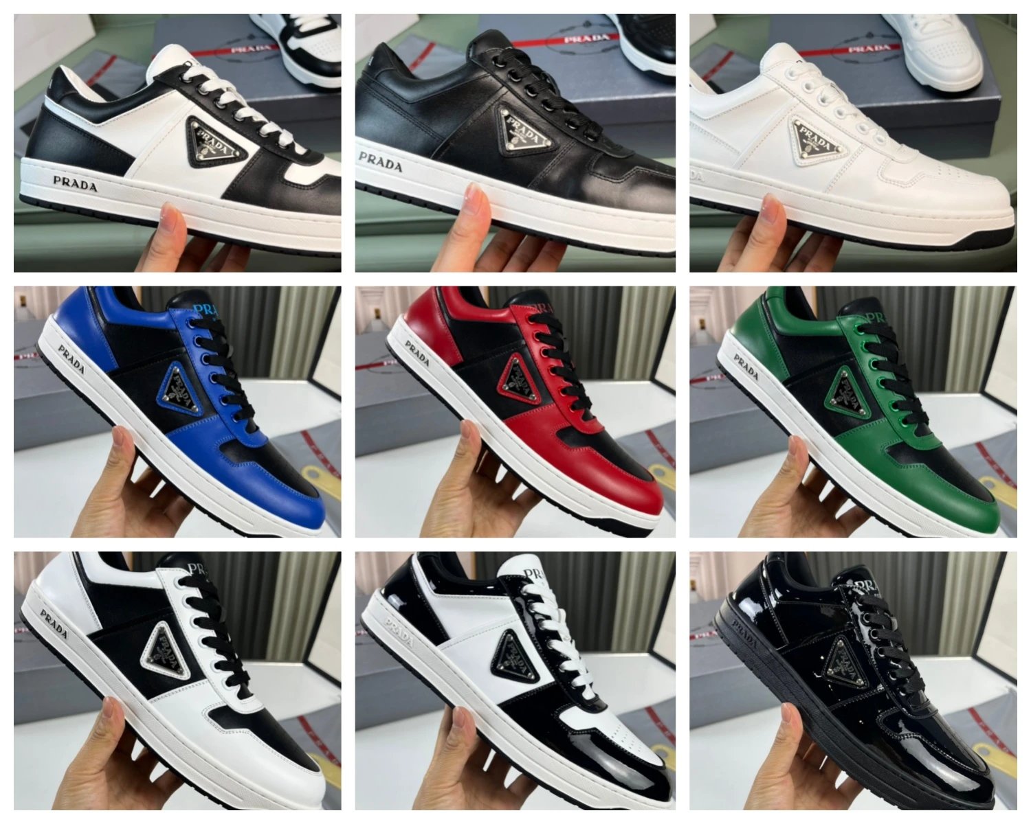 PRADA Prada Downtown 皮革 圆头系带 低帮 板鞋